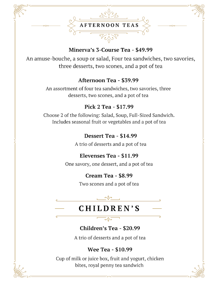 Miss Minerva's menu board