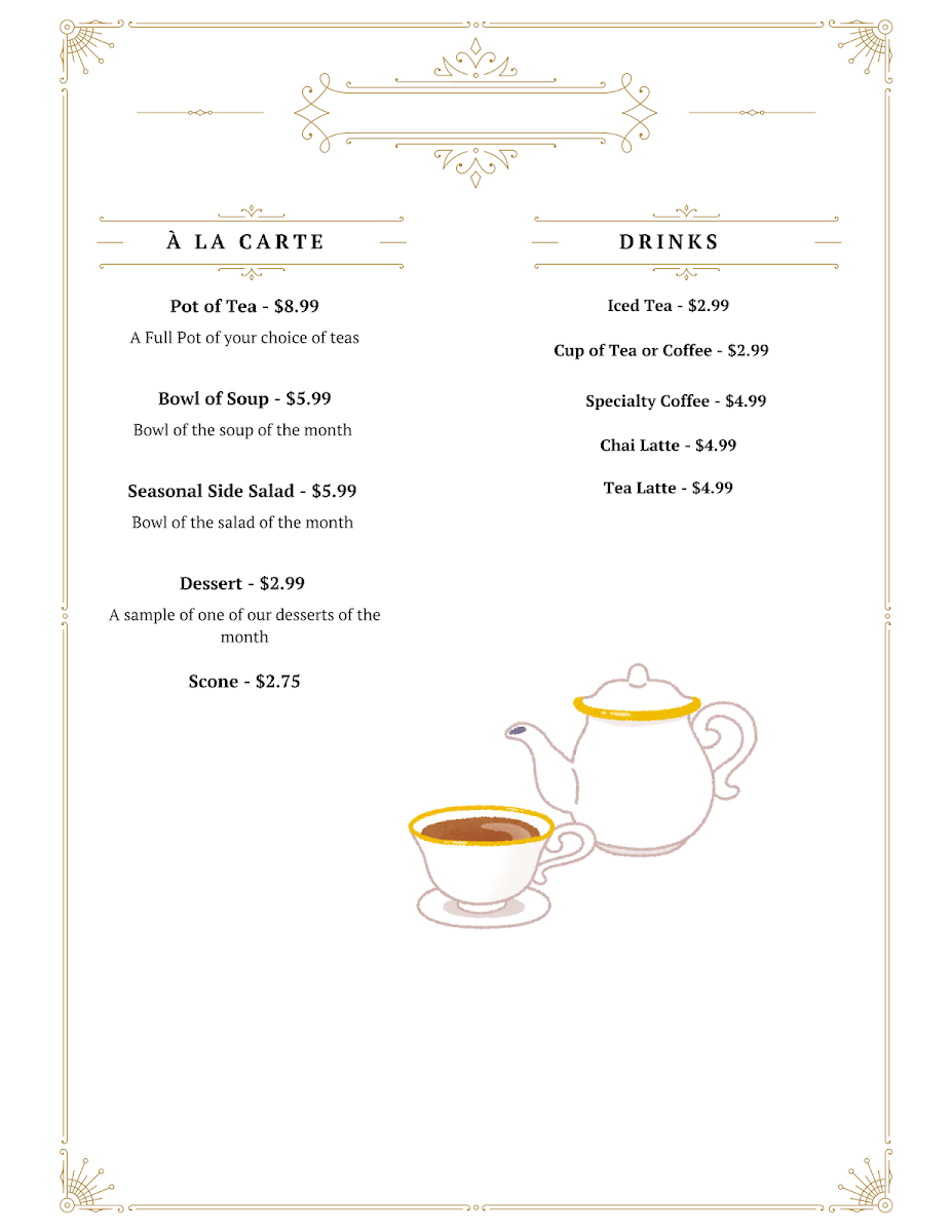 Miss Minerva's menu board