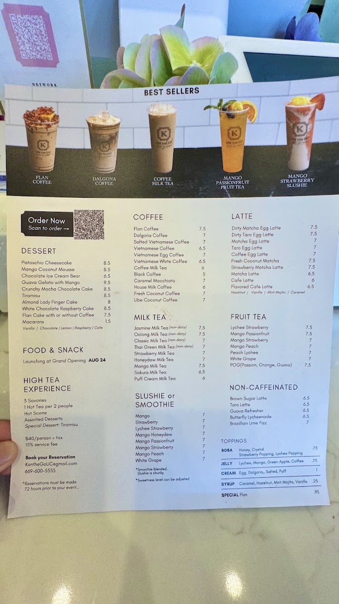 K On the Go menu board