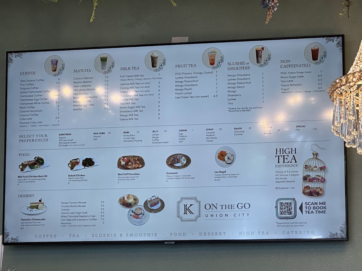 K On the Go menu board