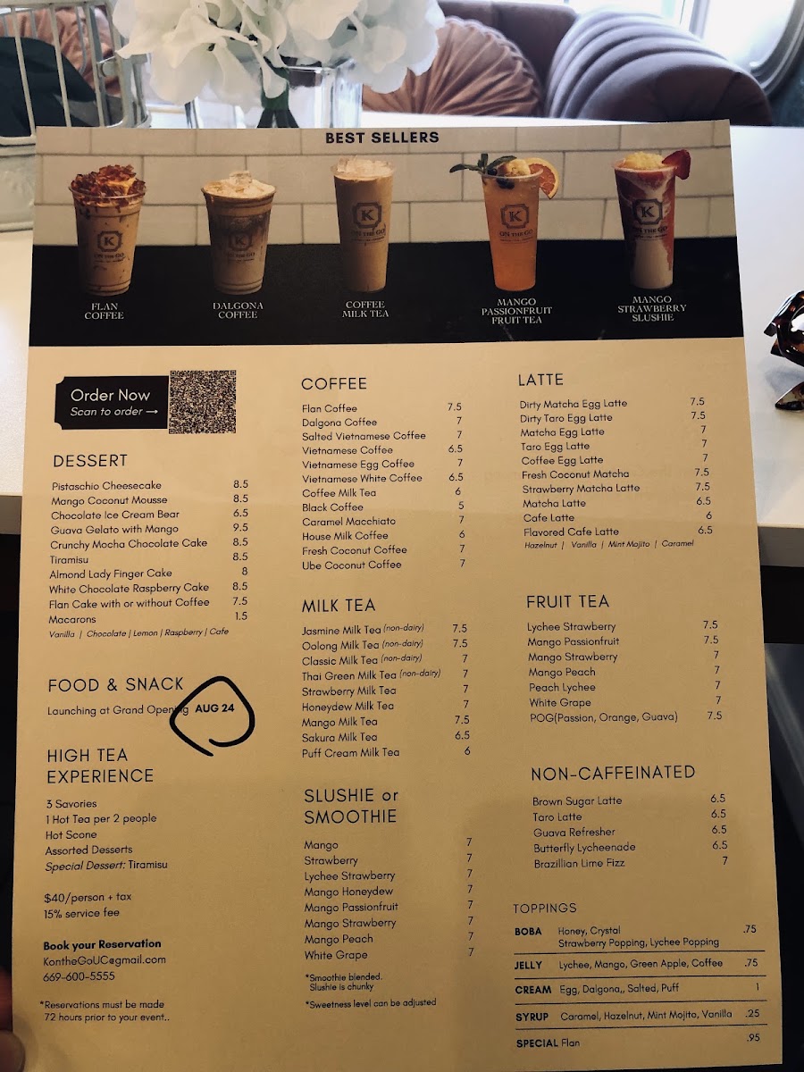 K On the Go menu board