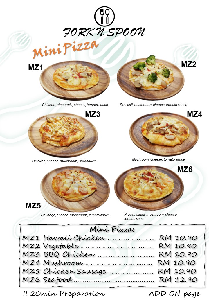 Fork N Spoon Cafe & Restaurant menu board