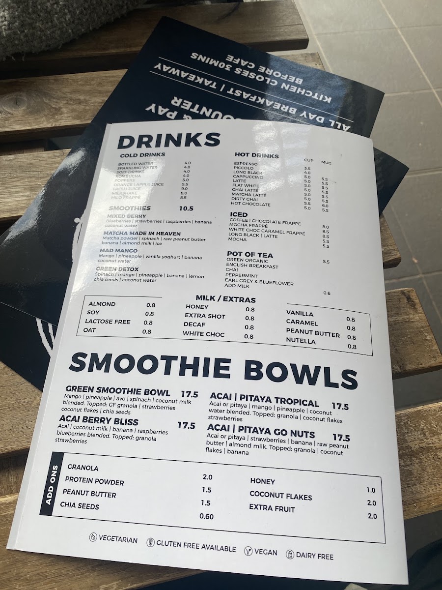 Urth Cafe & Co menu board