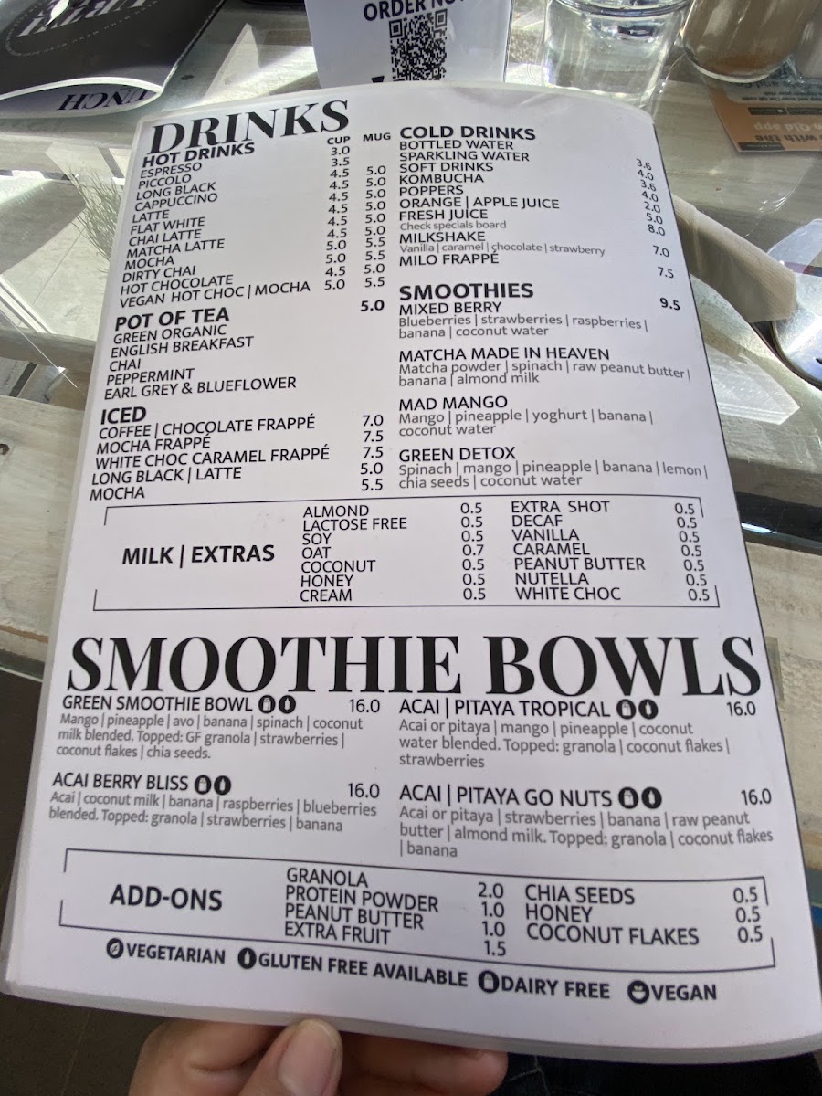 Urth Cafe & Co menu board