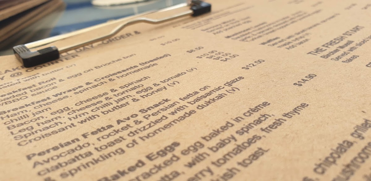 Urth Cafe & Co menu board