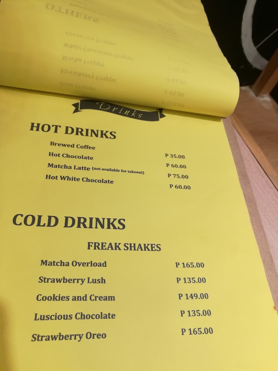 Beans And Mugs menu board