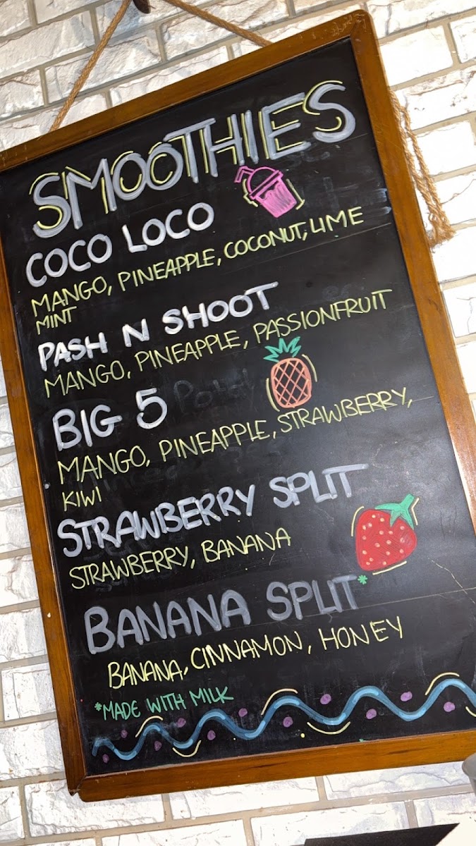 The Backshed Cafe menu board