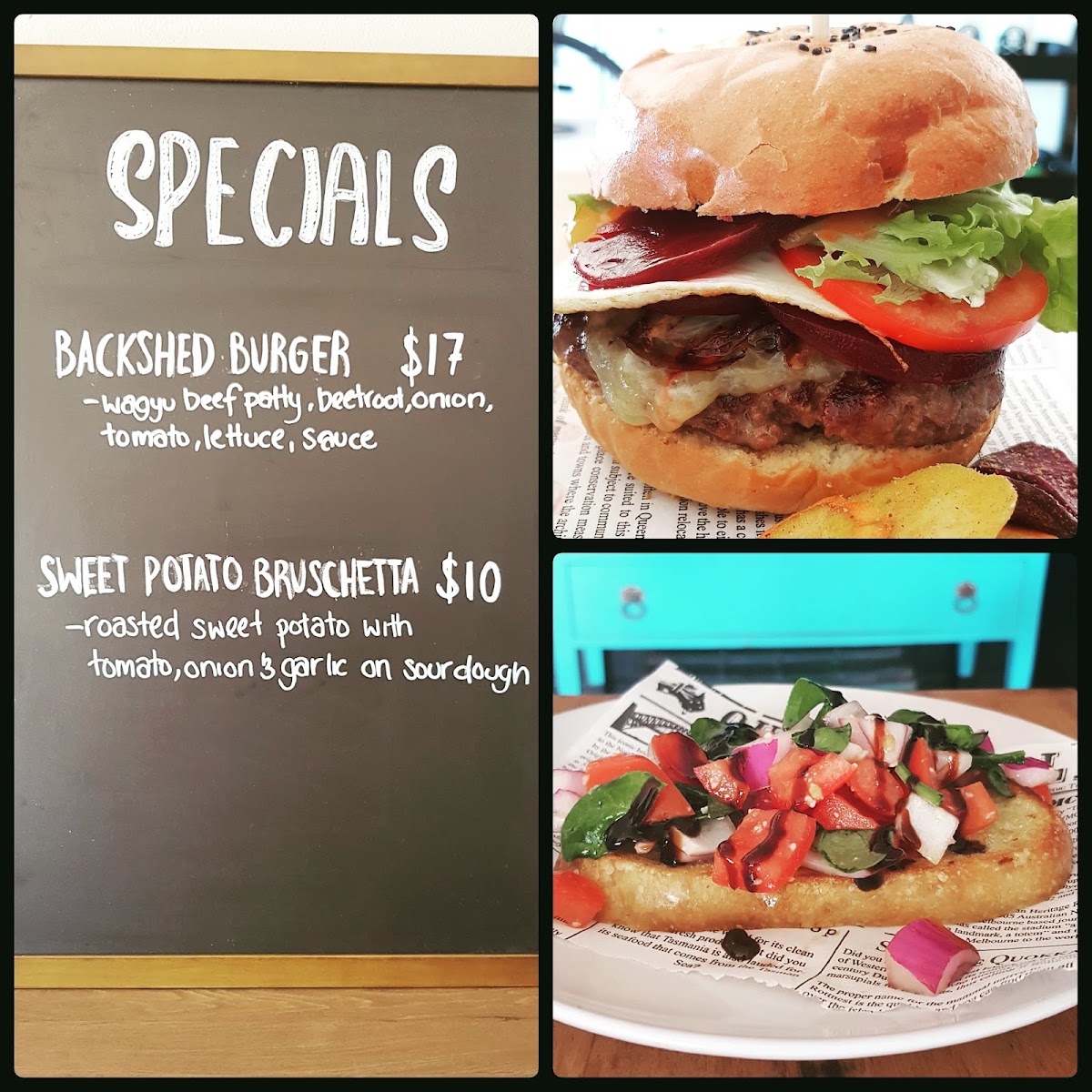The Backshed Cafe menu board