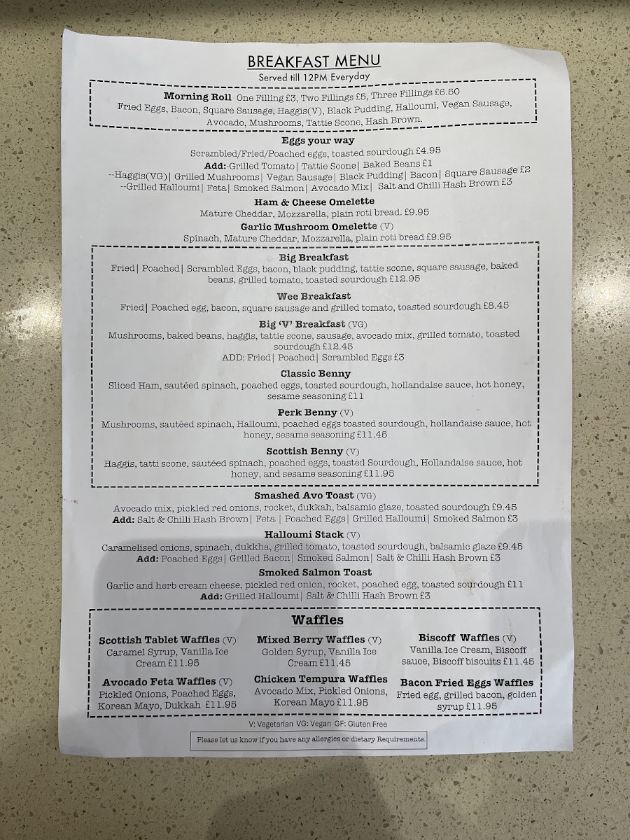 Perk Largs menu board