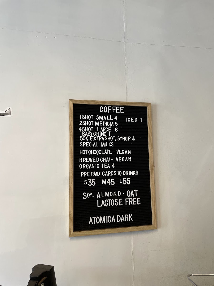 Hustle Coffee Bendigo menu board