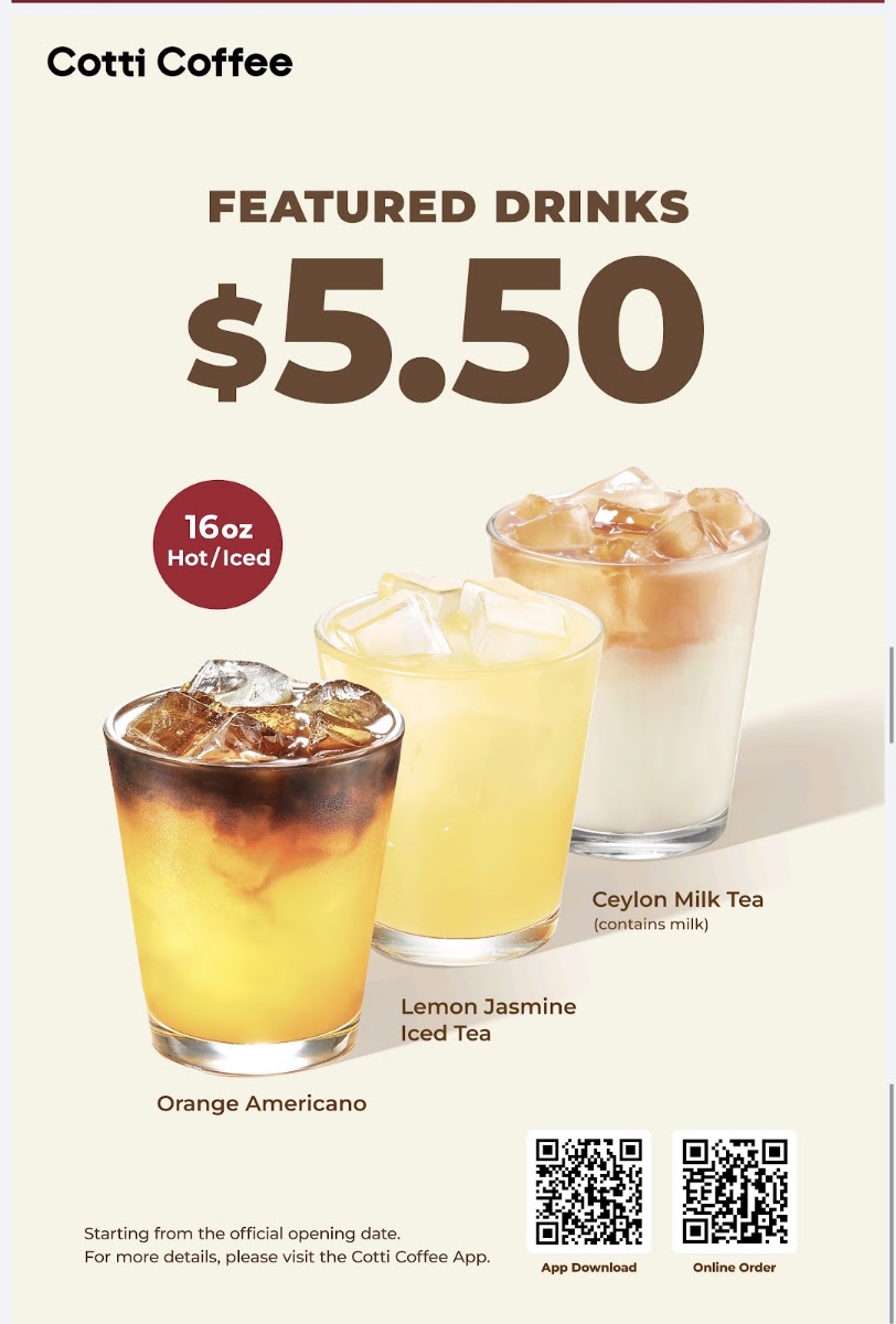Cotti Coffee (Cabramatta) menu board