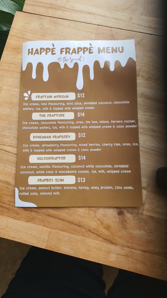 The Social 3 menu board