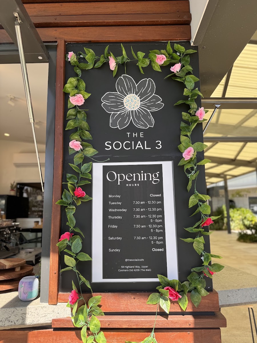 The Social 3 menu board
