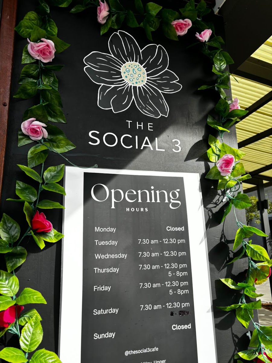 The Social 3 menu board