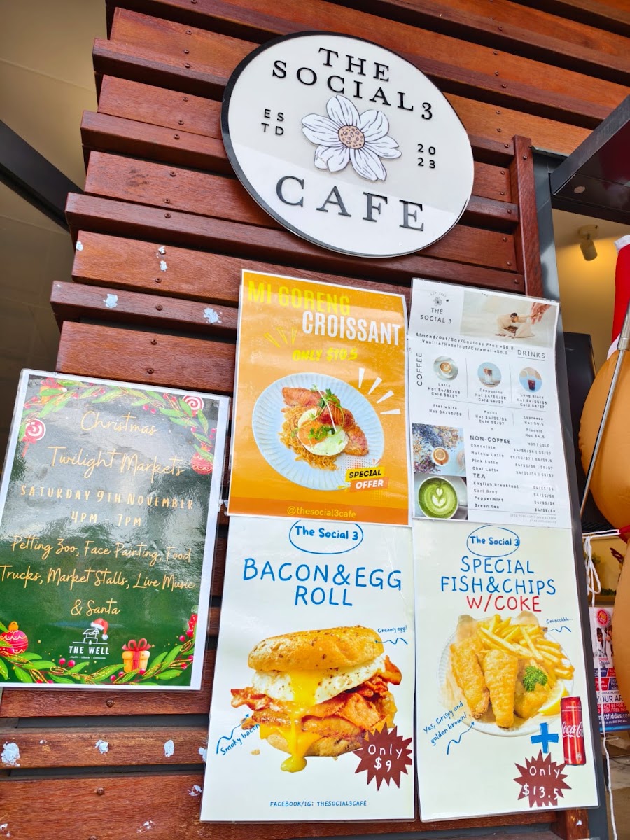 The Social 3 menu board