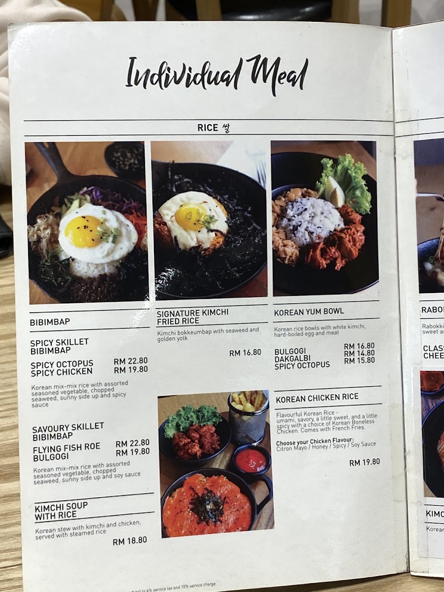 Hanbing Korean Dessert Cafe (NU Sentral KL) menu board