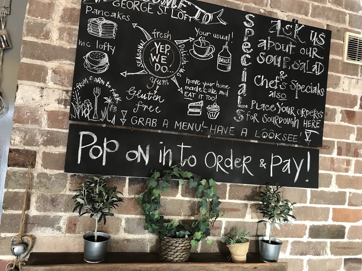 George St Loft menu board