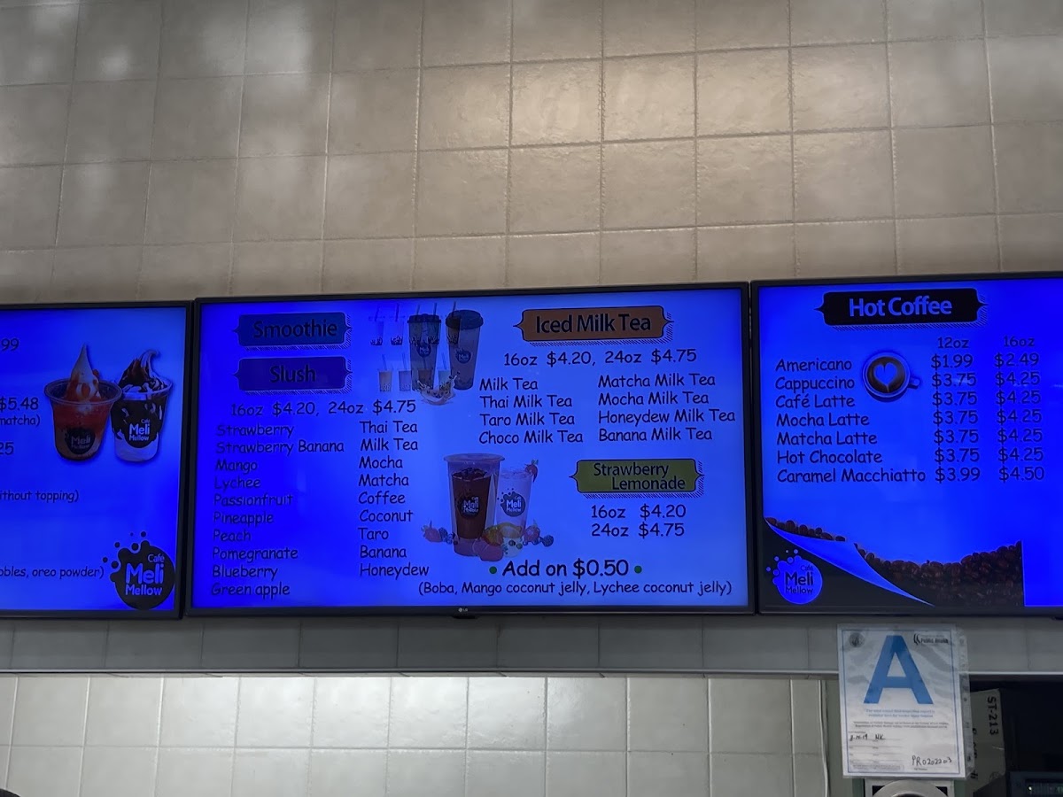 Cafe Meli Mellow menu board