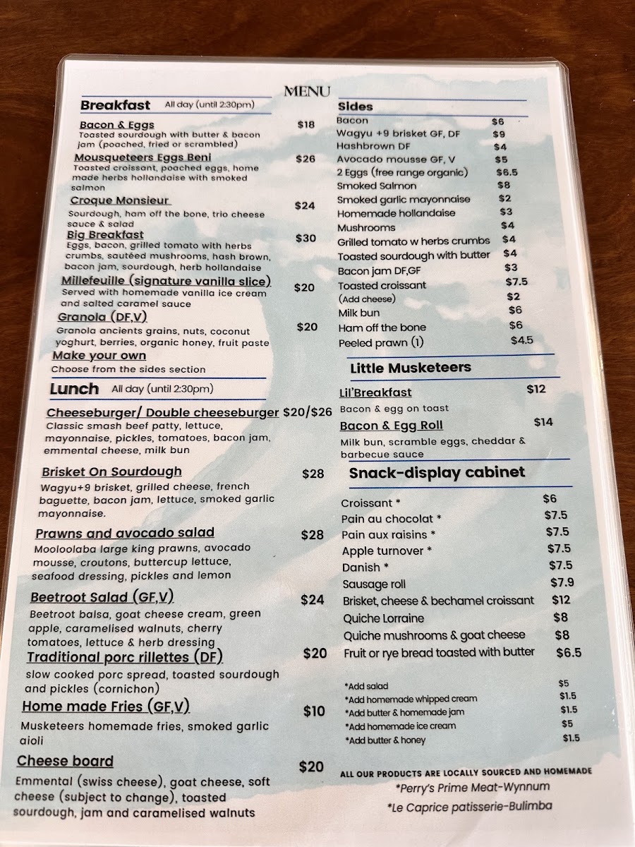 The 3 Musketeers menu board