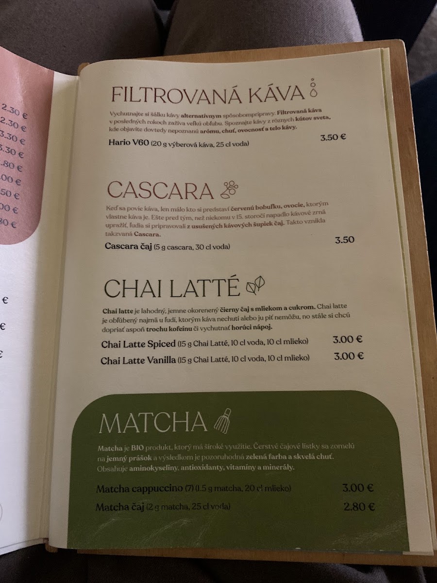 Profile kaviareň menu board