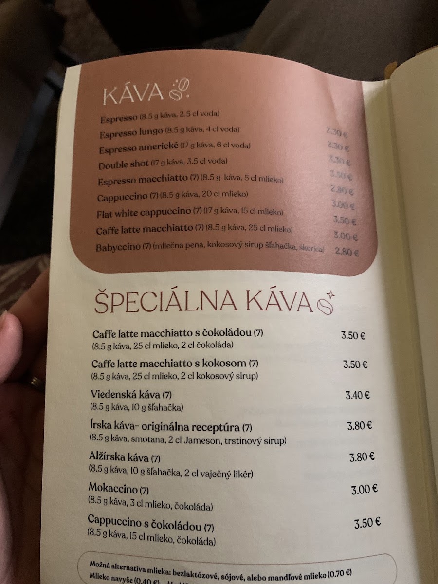 Profile kaviareň menu board