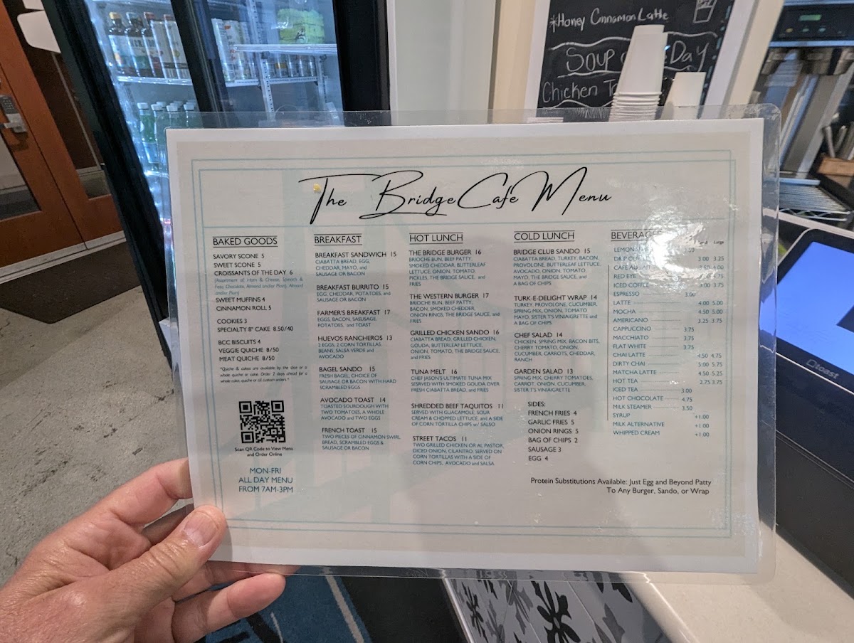 The Bridge Café menu board