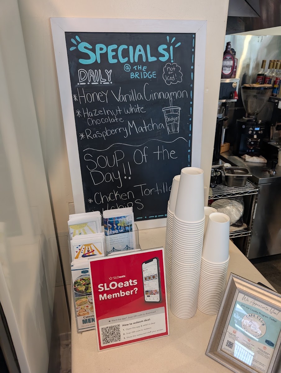 The Bridge Café menu board