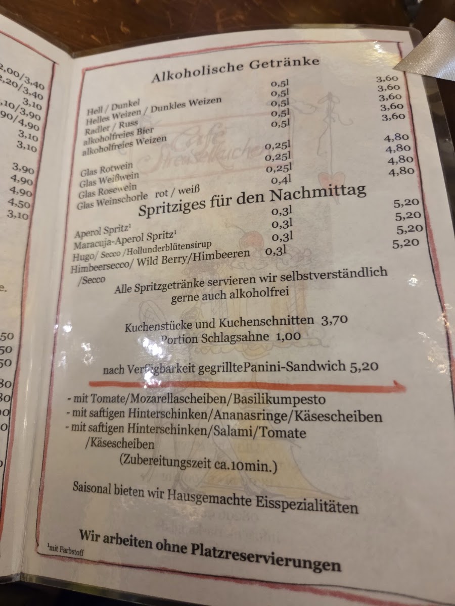 Café Streuselkuchen - Marion Wyniger menu board