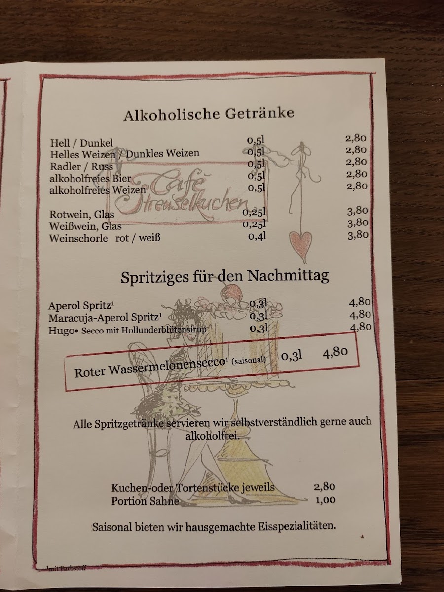 Café Streuselkuchen - Marion Wyniger menu board
