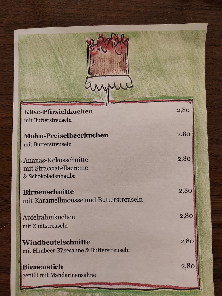Café Streuselkuchen - Marion Wyniger menu board