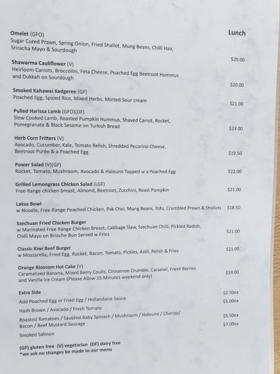 Carlton Gore Cafe menu board