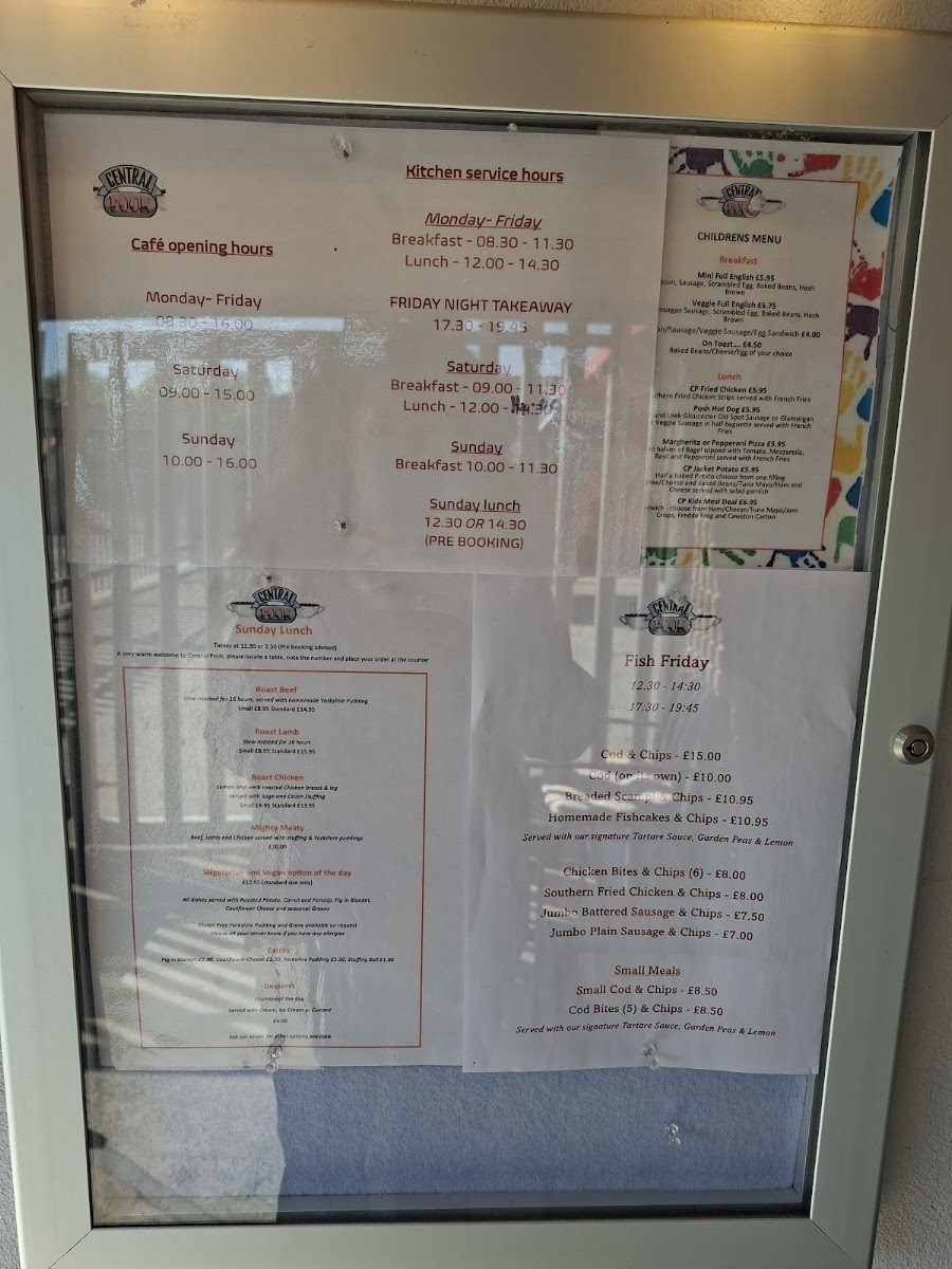 Central Pook menu board