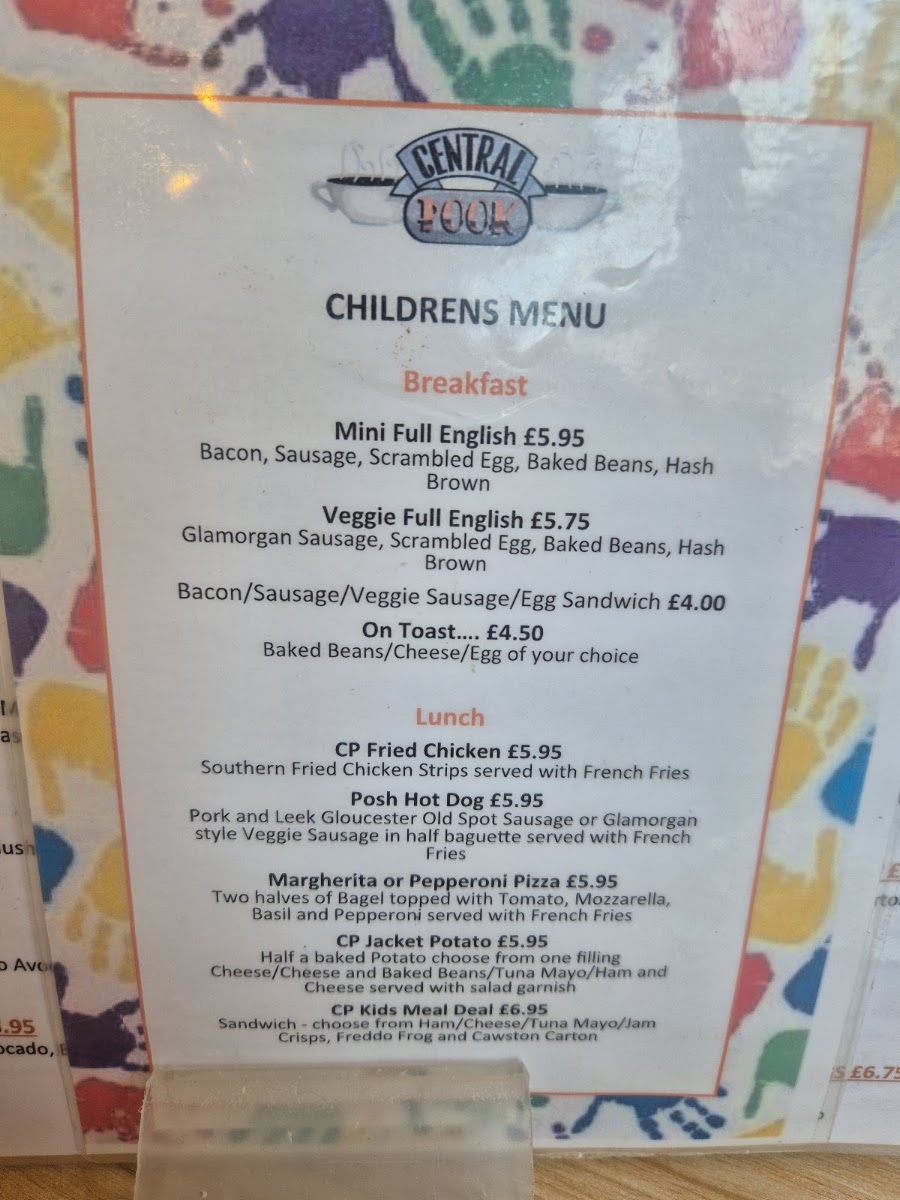Central Pook menu board