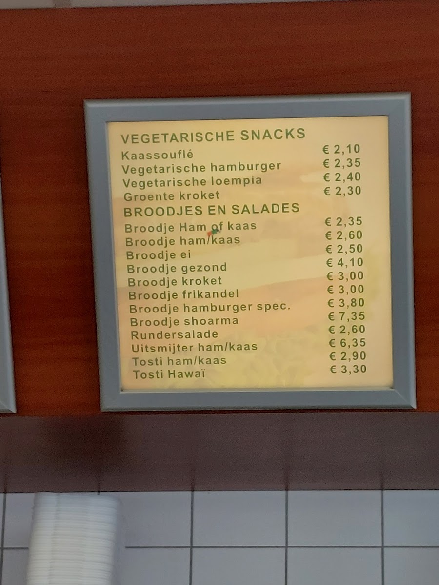 Eetcafé en Cafetaria Hoogersmilde menu board