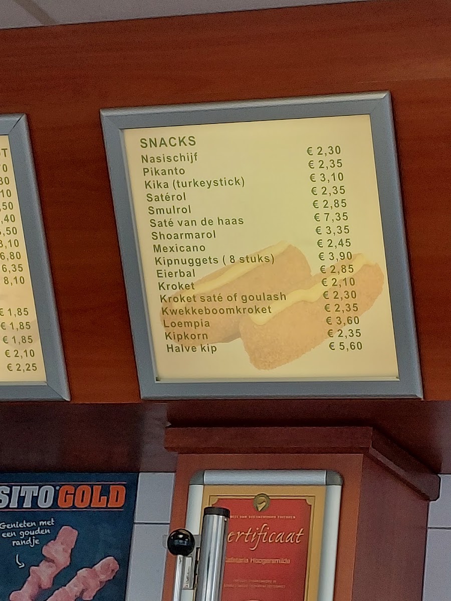 Eetcafé en Cafetaria Hoogersmilde menu board