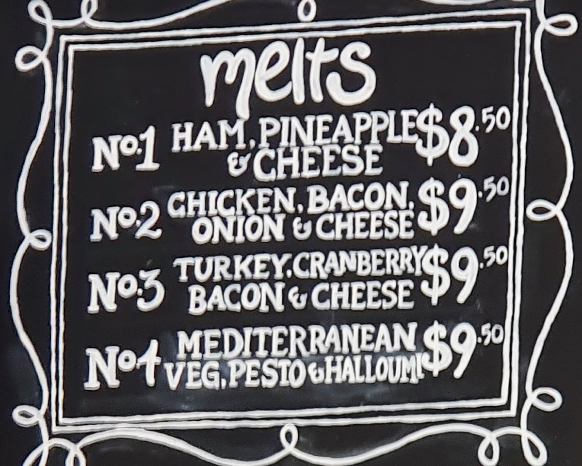 The Bridge Coffee Lounge menu board