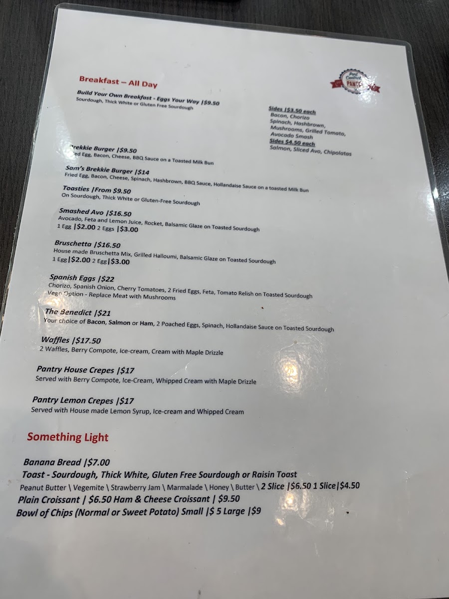 Port Central Pantry menu board