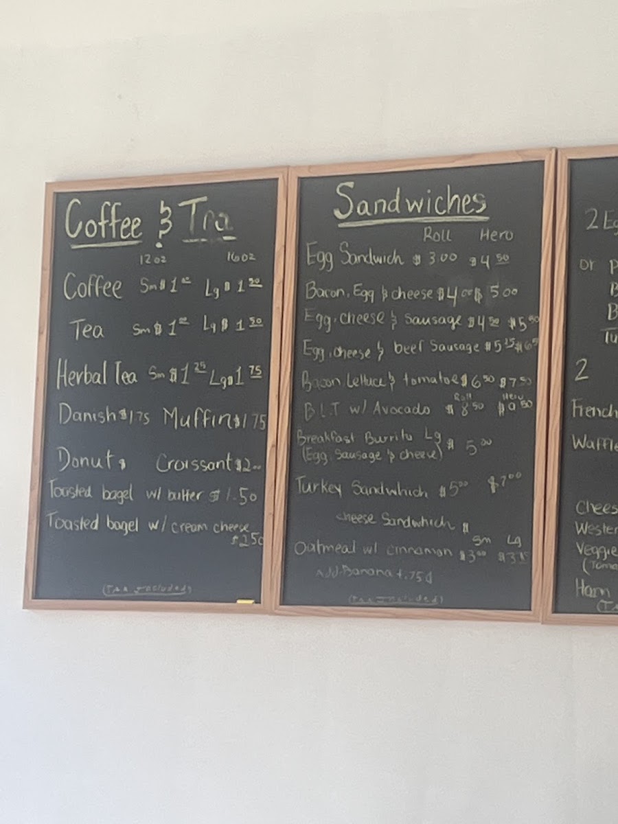 Dalias Harlem Cafe menu board