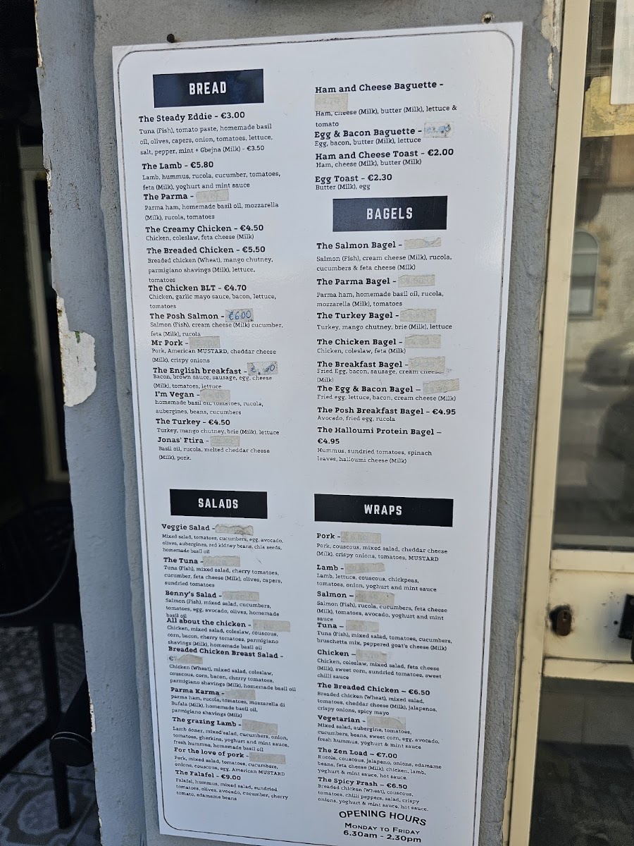 Old Stadium Café & Deli menu board