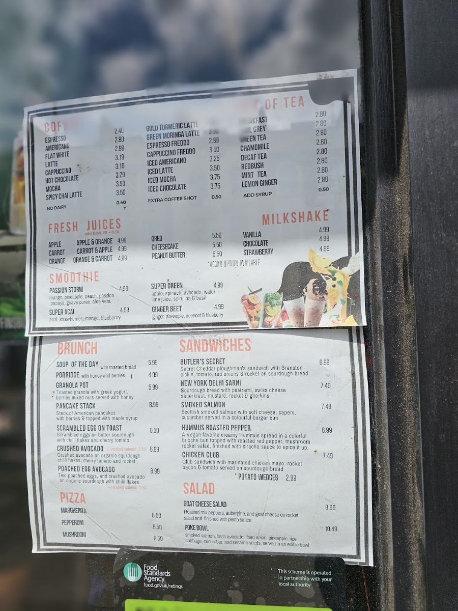 Cafe G. - Finsbury Park menu board
