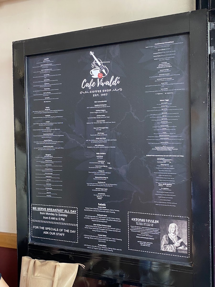 Cafe Vivaldi menu board