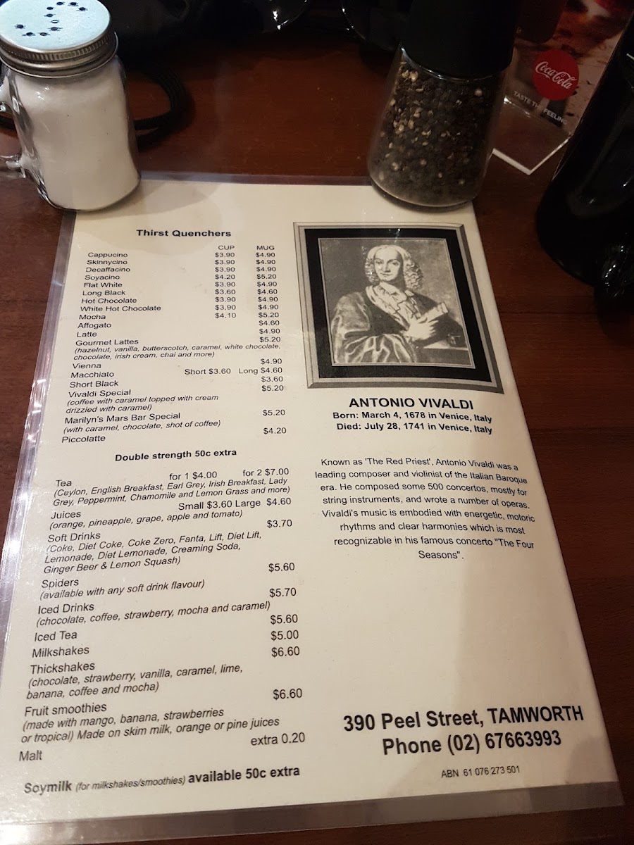 Cafe Vivaldi menu board