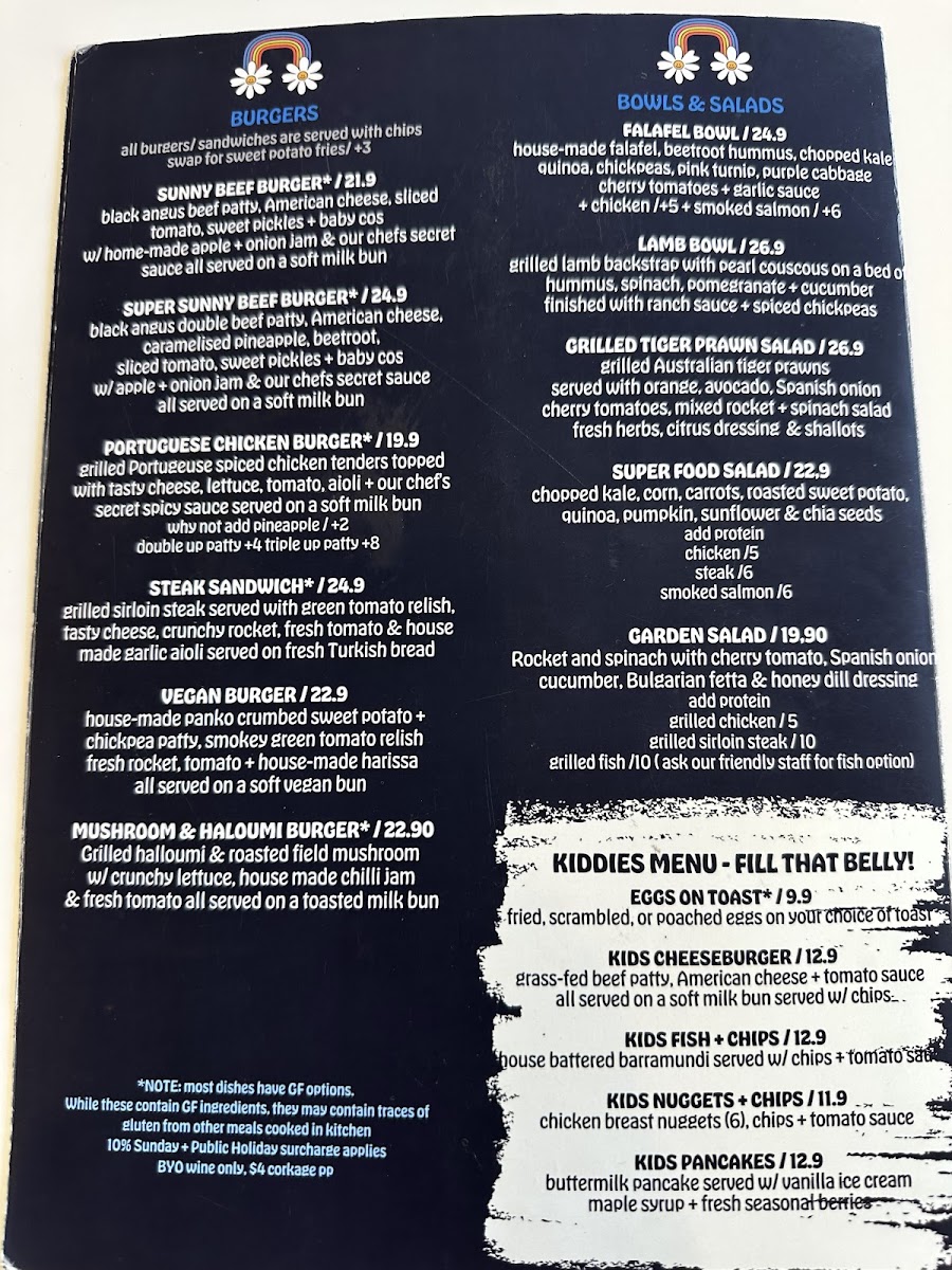 Sunny Side menu board