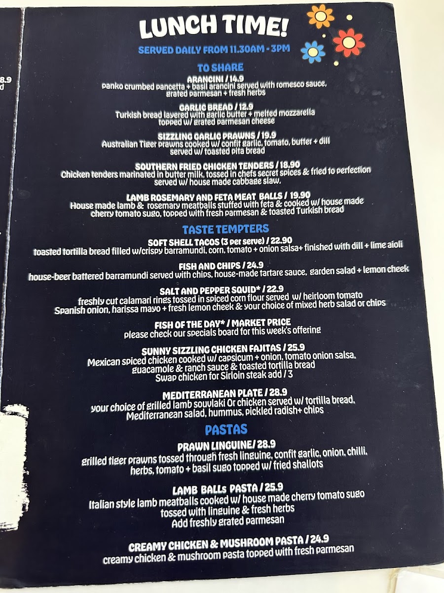 Sunny Side menu board