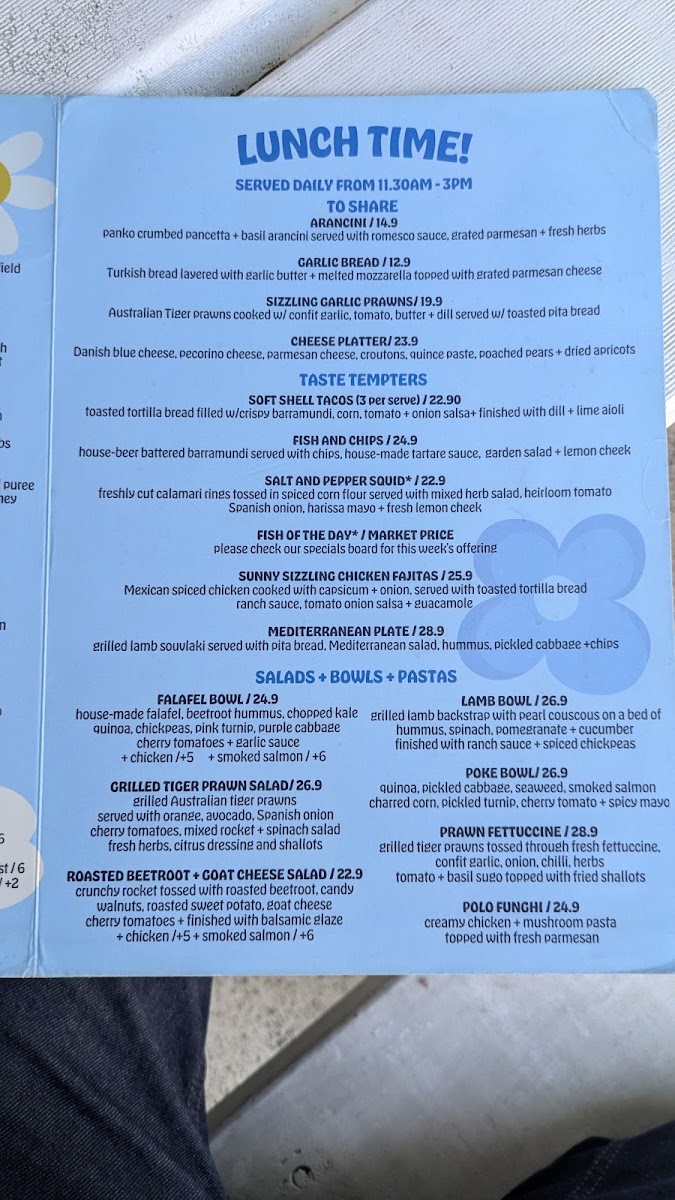 Sunny Side menu board