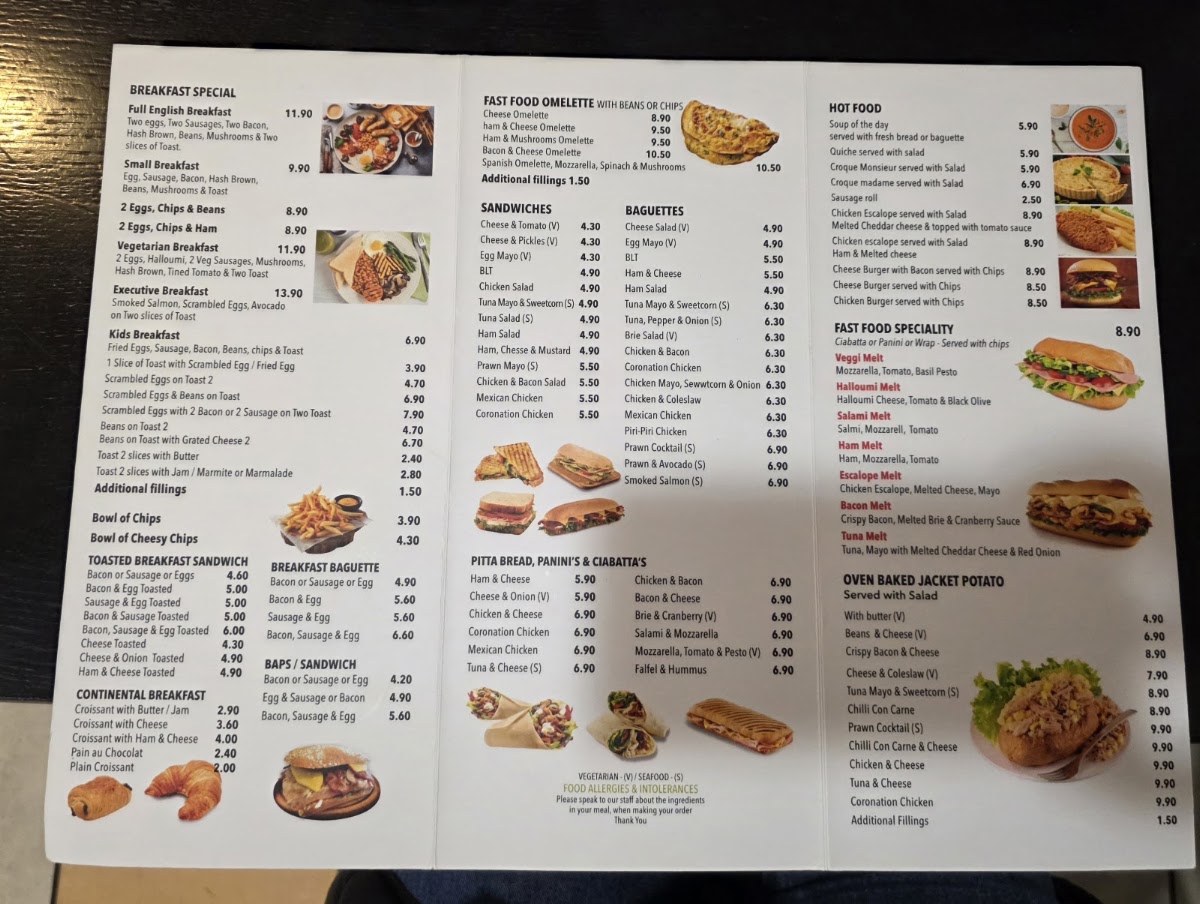 Fast Foods Cafe menu board