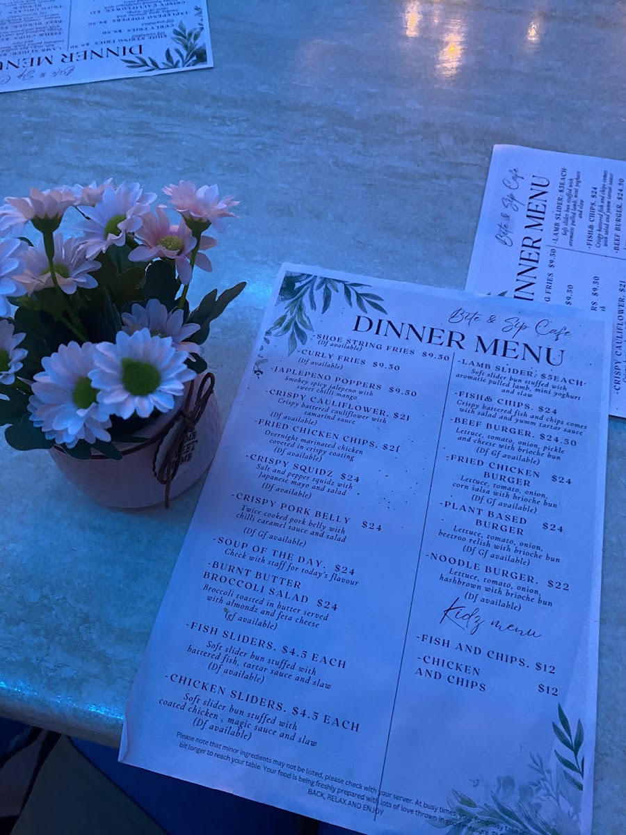 Bite & Sip menu board