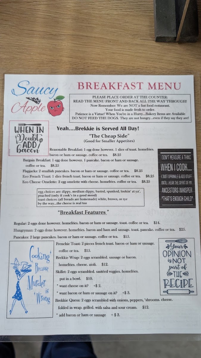 Saucy Apple menu board