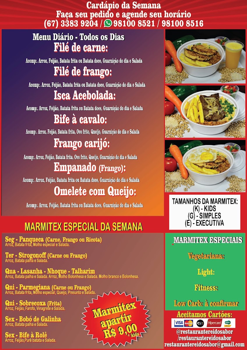 Marmitaria - Restaurante Rei do Sabor menu board