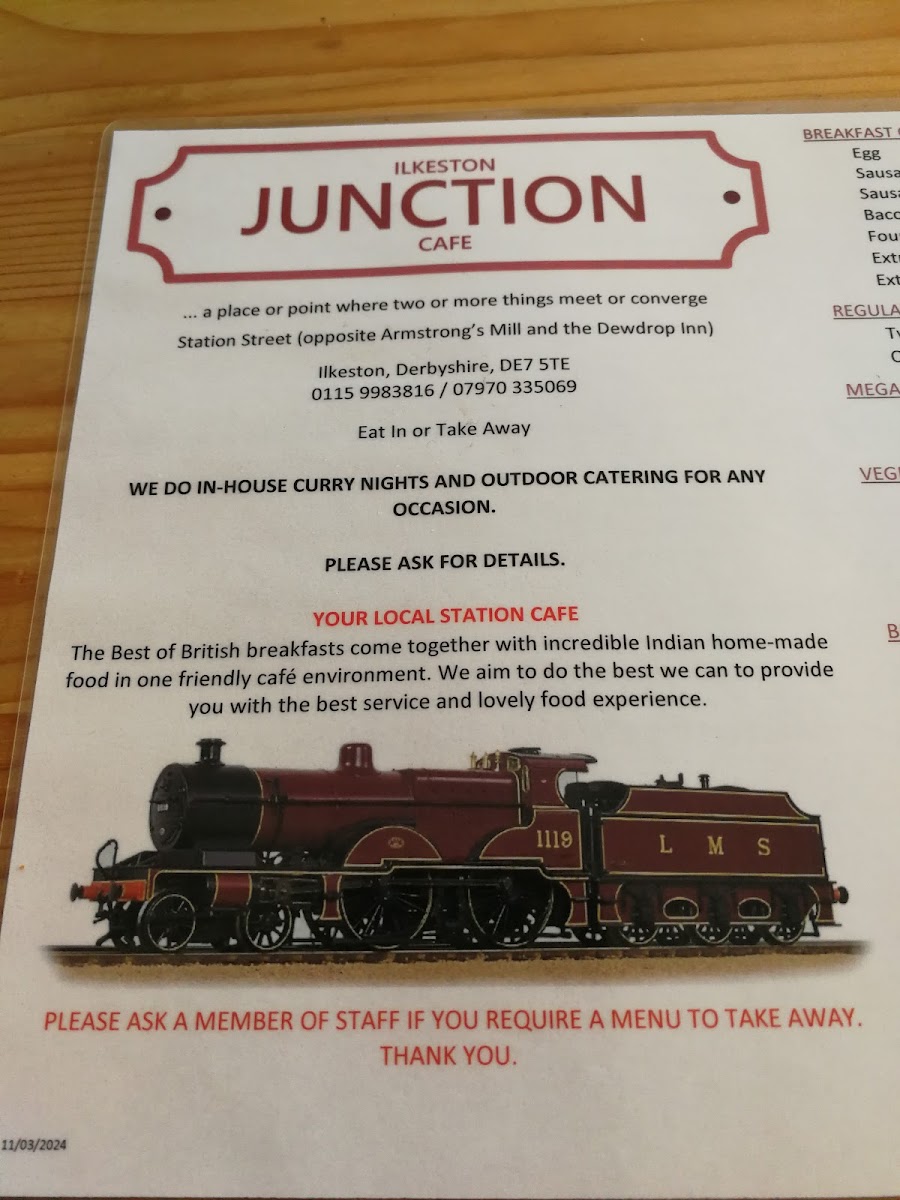 The Junction Cafe menu board